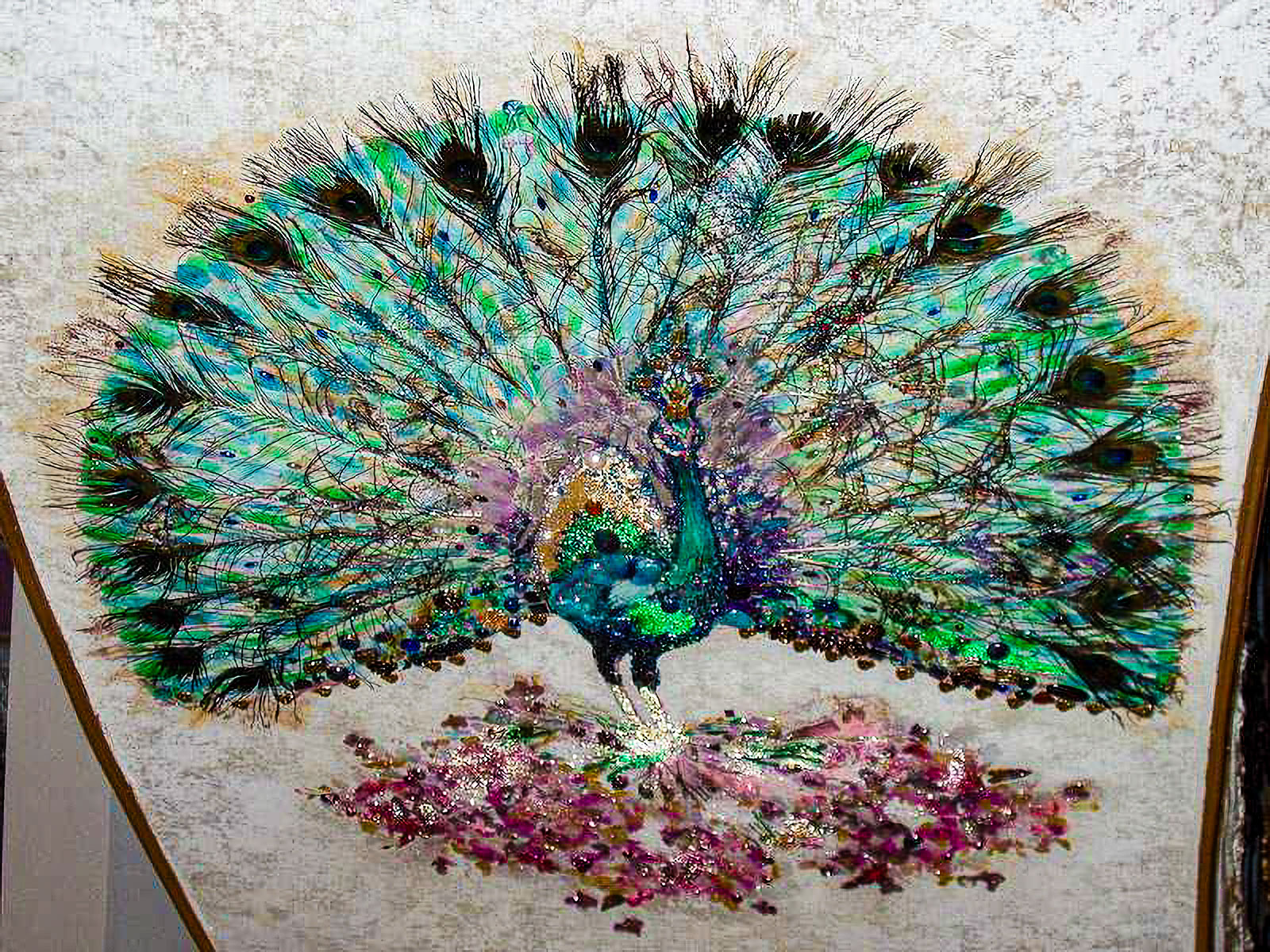 Persian Peacock on Mother of Pearl