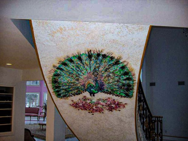 Persian Peacock on Mother of Pearl